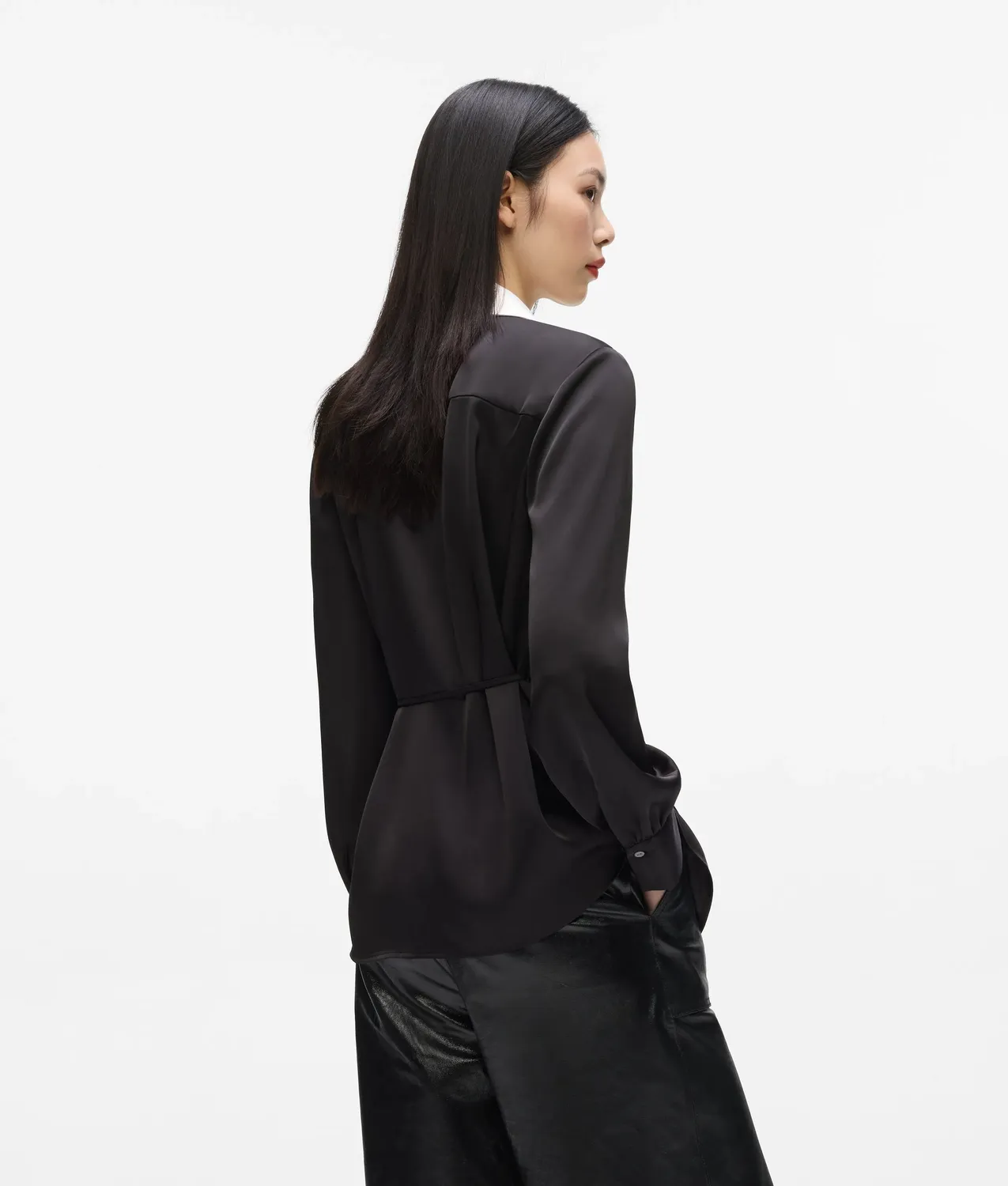 Karl Lagerfeld Satin Wrap Bluse Wickel matt Gr. 0-10