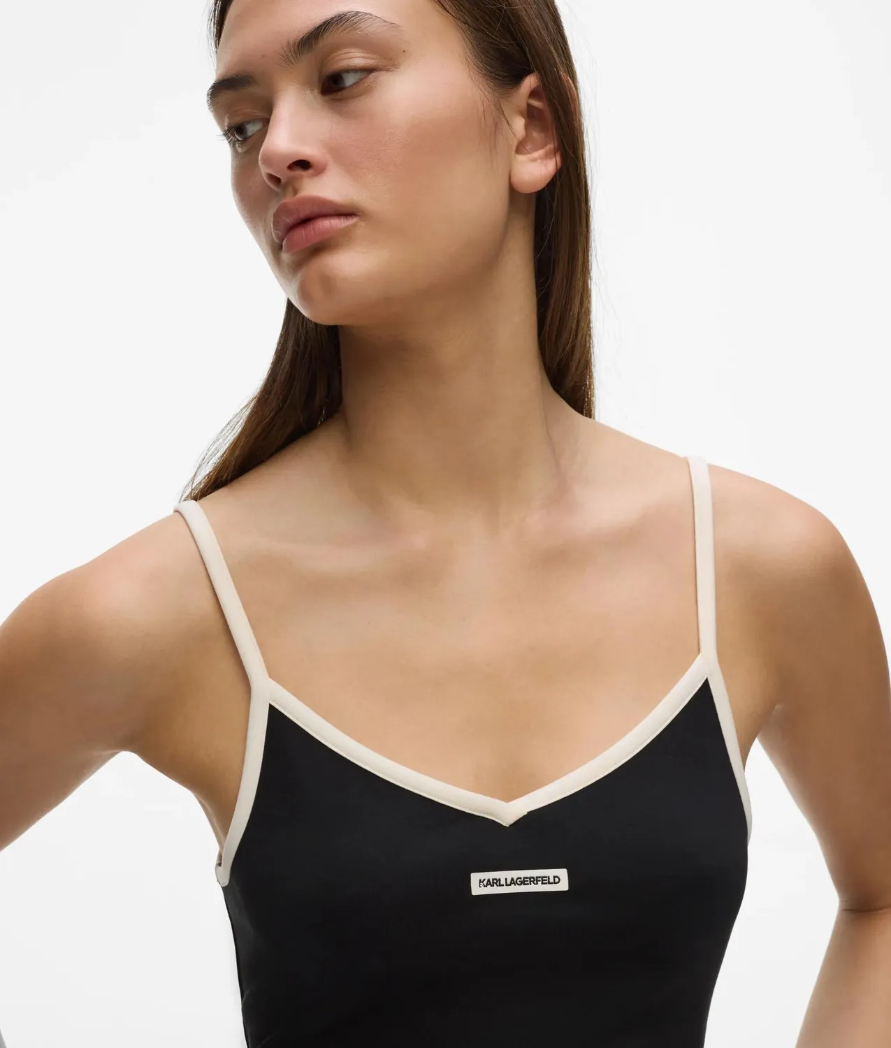 Karl Lagerfeld Monochrome Tank Top Damen V-Ausschnitt schwarz