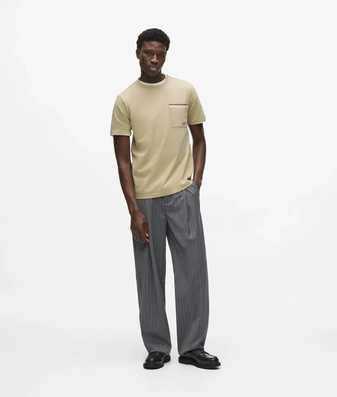 Karl Lagerfeld Ikon Stripe Pocket T-Shirt Bio