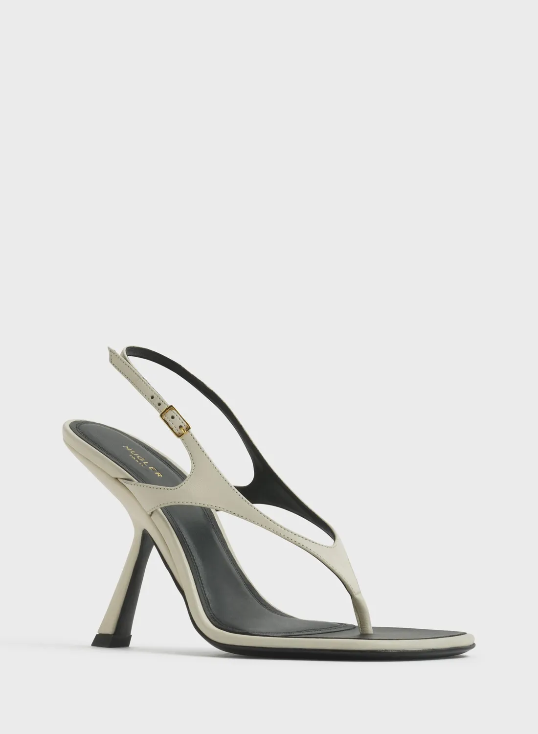 Mugler Milk Thong Sandalen 105 Weiß Leder