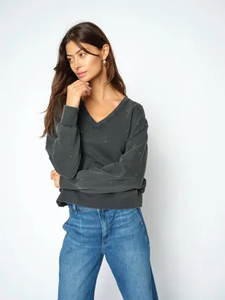 Mos Mosh Cosette Stud Sweatshirt V-Ausschnitt Nieten