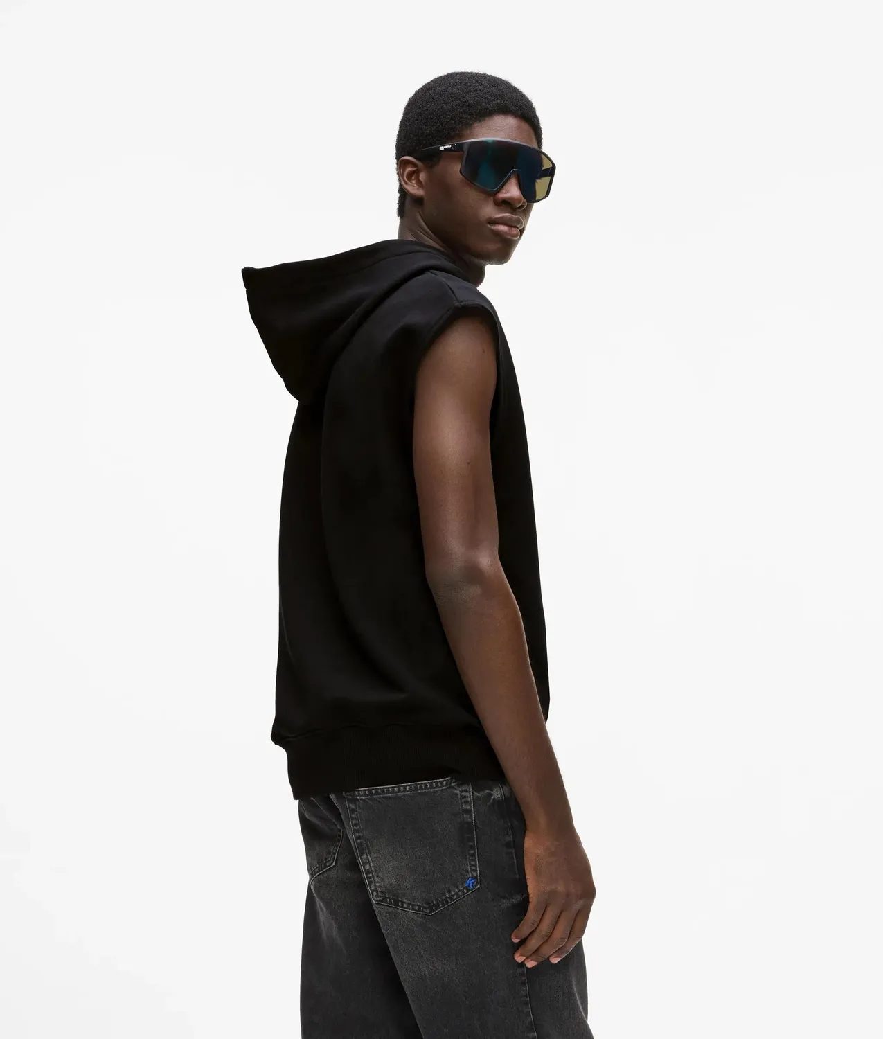 Karl Lagerfeld KL Jeans Logo Hoodie ärmellos Bio-Baumwolle