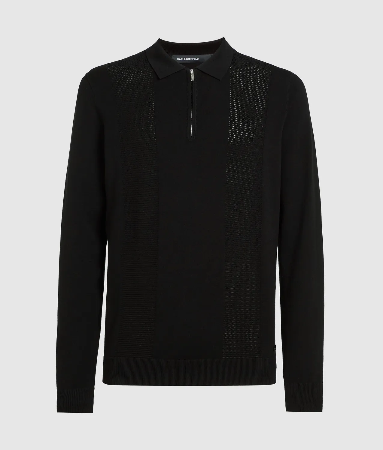 Karl Lagerfeld Zip-up Polo Langarm Metall-Reißverschluss Herren