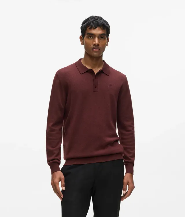 Karl Lagerfeld Wool Langarm Polo Herren S-3XL reine Wolle