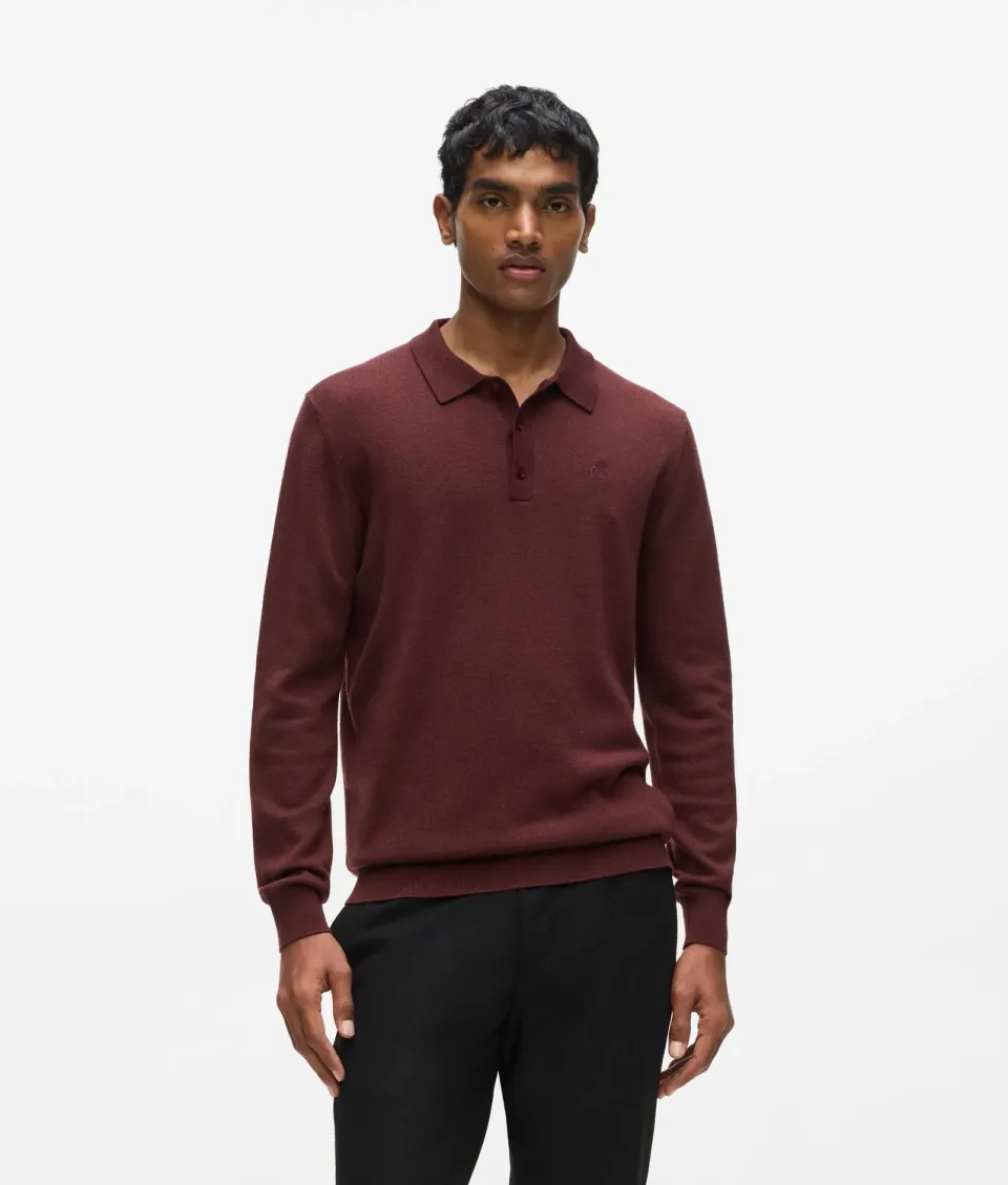 Karl Lagerfeld Wool Langarm Polo Herren S-3XL reine Wolle