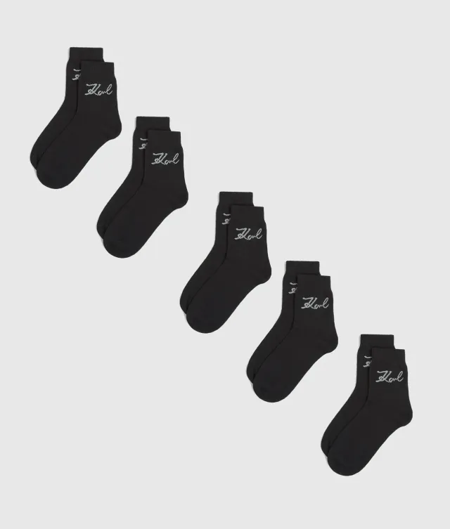 Karl Lagerfeld Signature Socken 5er Pack Schwarz Stick