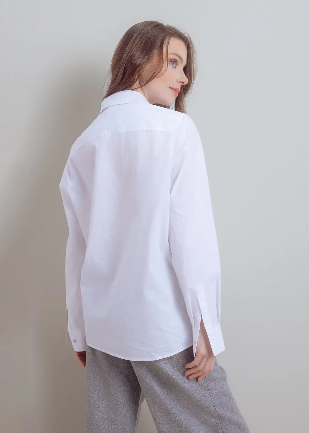 Senatex Baumwoll-Hemdbluse Brusttasche Bluse White