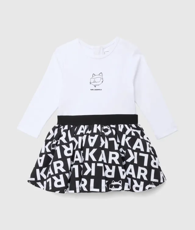 Karl Lagerfeld Ikon Choupette Mädchen Kleid Allover-Print