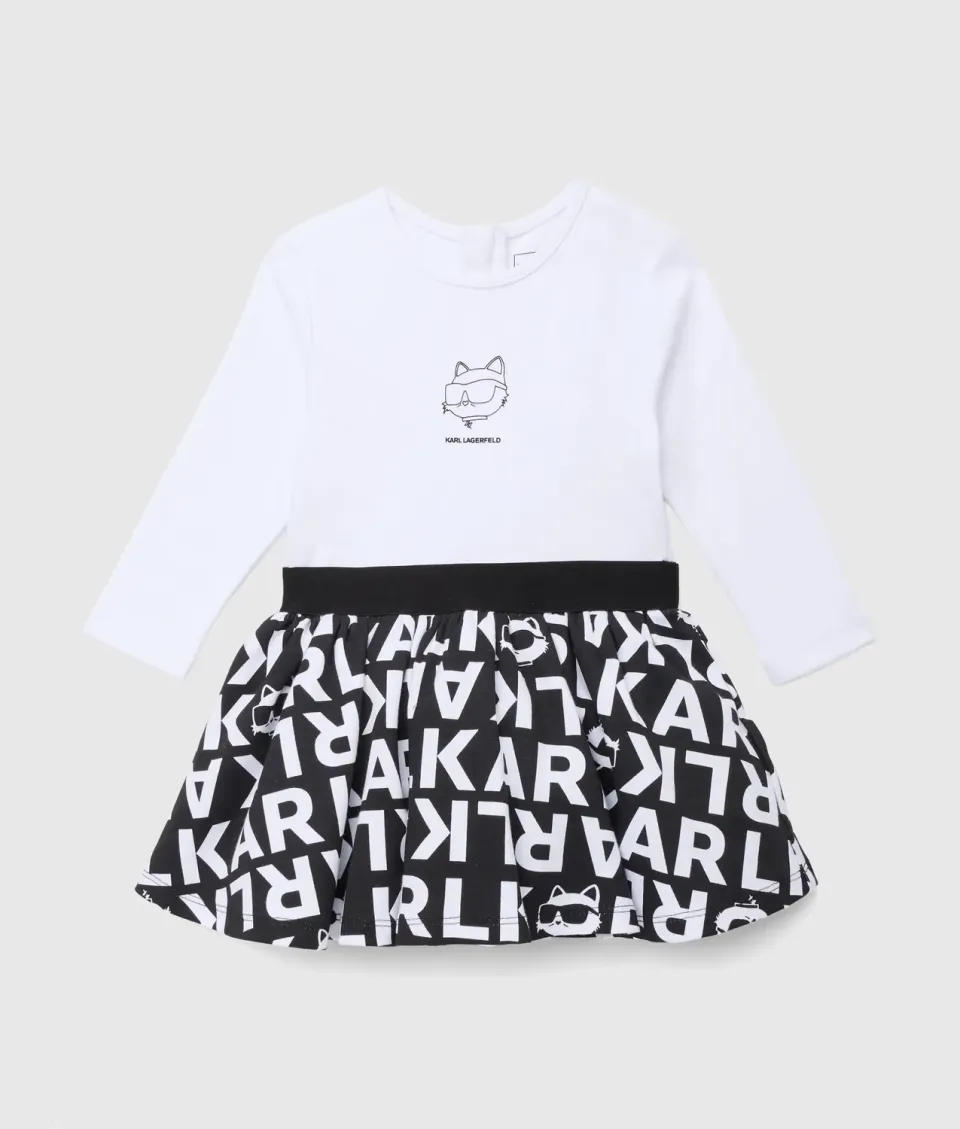 Karl Lagerfeld Ikon Choupette Mädchen Kleid Allover-Print