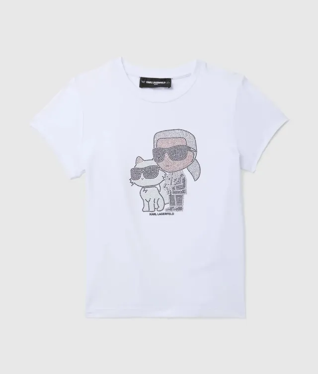 Karl Lagerfeld Ikon Choupette Mädchen T-Shirt Strass