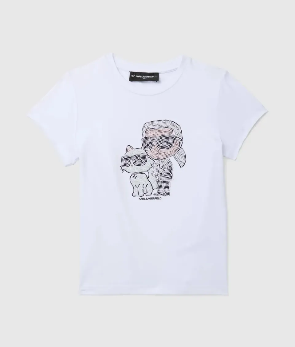 Karl Lagerfeld Ikon Choupette Mädchen T-Shirt Strass