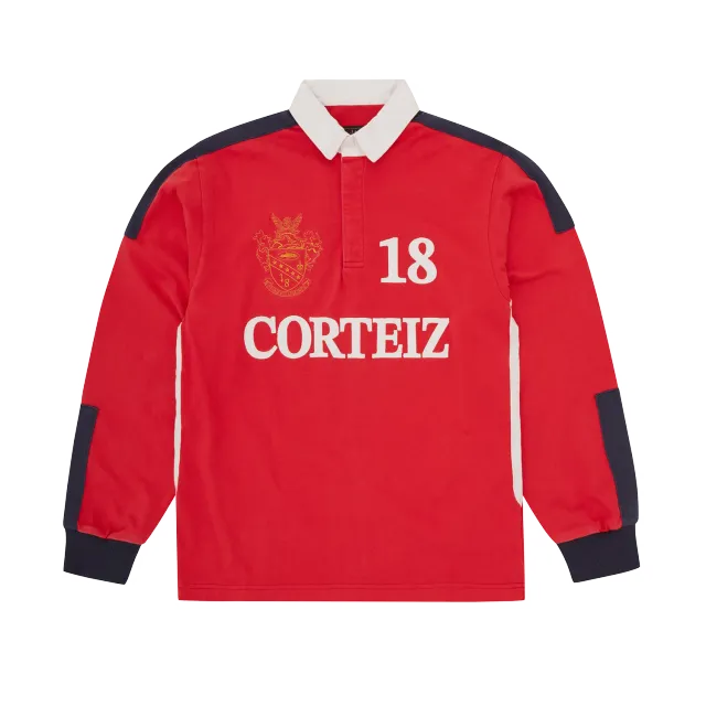 Corteiz Panelled Rugby Jersey Rot Heavyweight