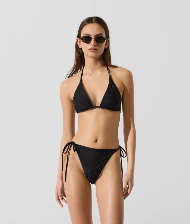 Karl Lagerfeld Triangle Bikini-Oberteil Strass Schwarz