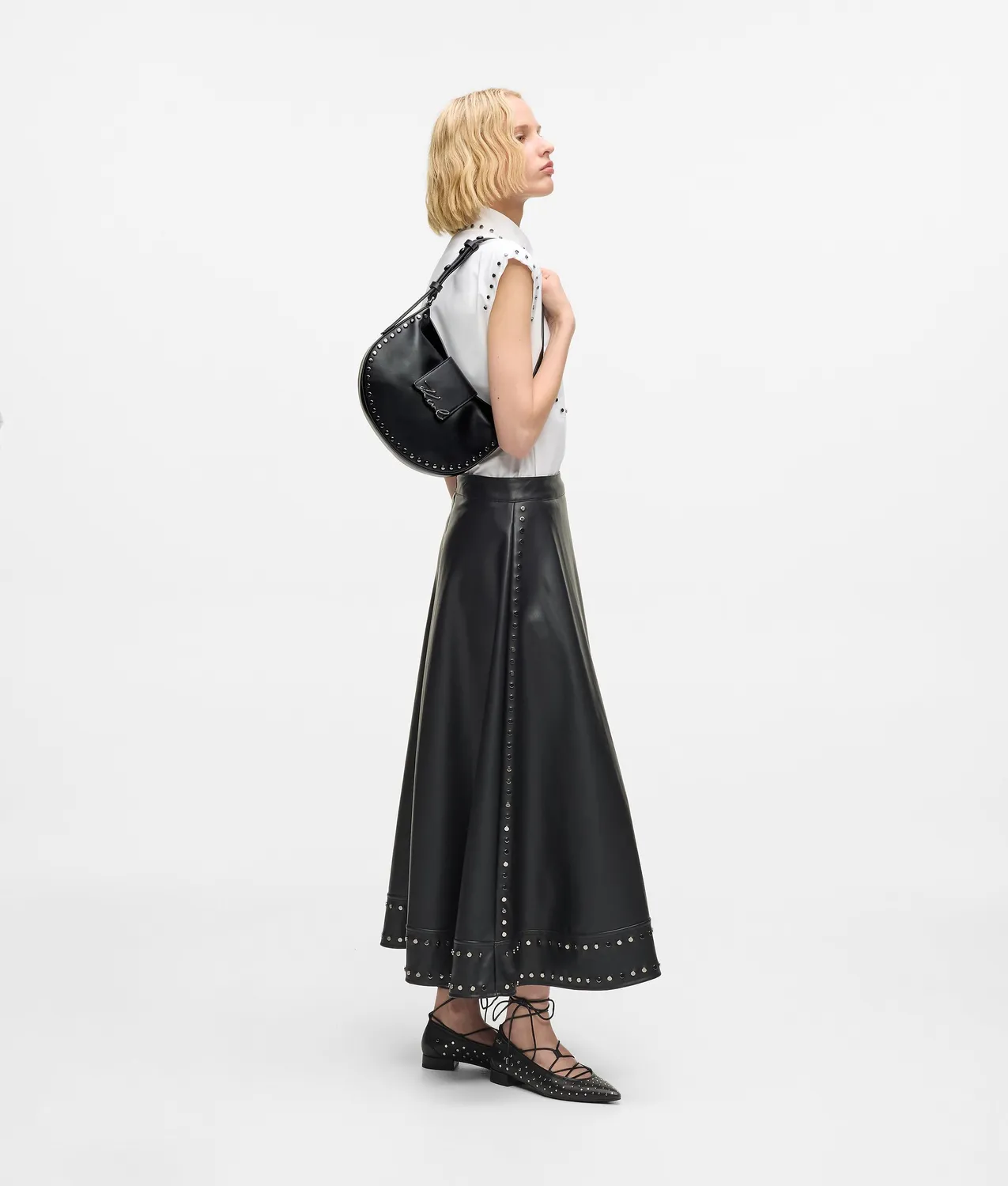 Karl Lagerfeld K/Signature Moon Bag Leder Nieten