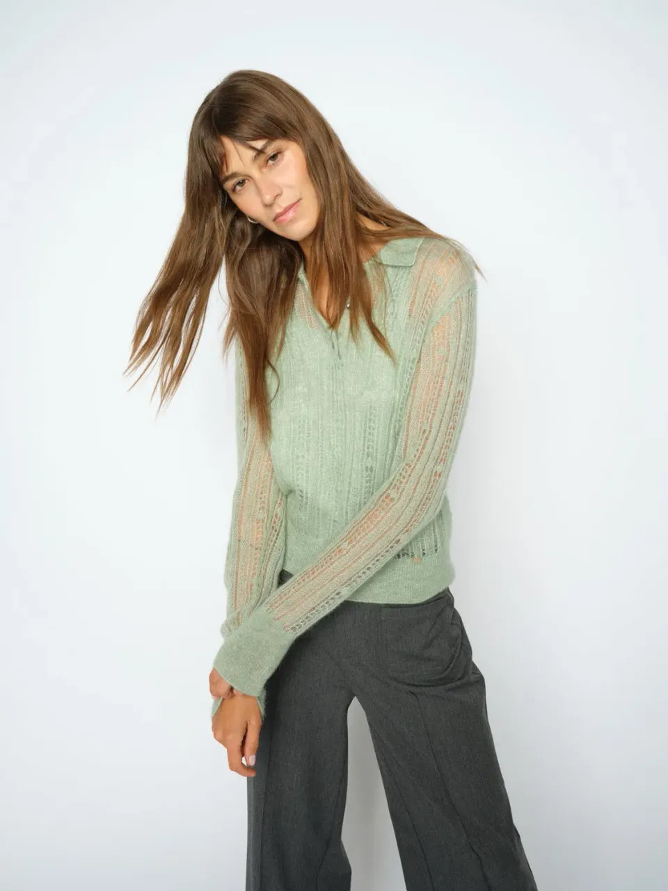 Mos Mosh MMIlma Knit Strickpullover Frosty Green