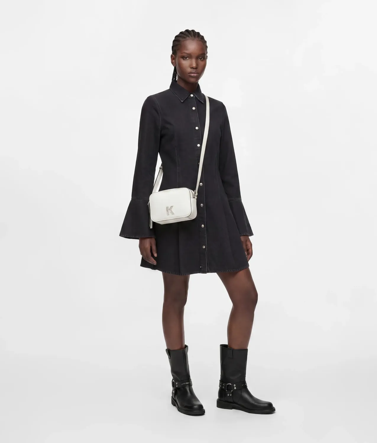 Karl Lagerfeld K Logo Camera Bag genarbt verstellbar