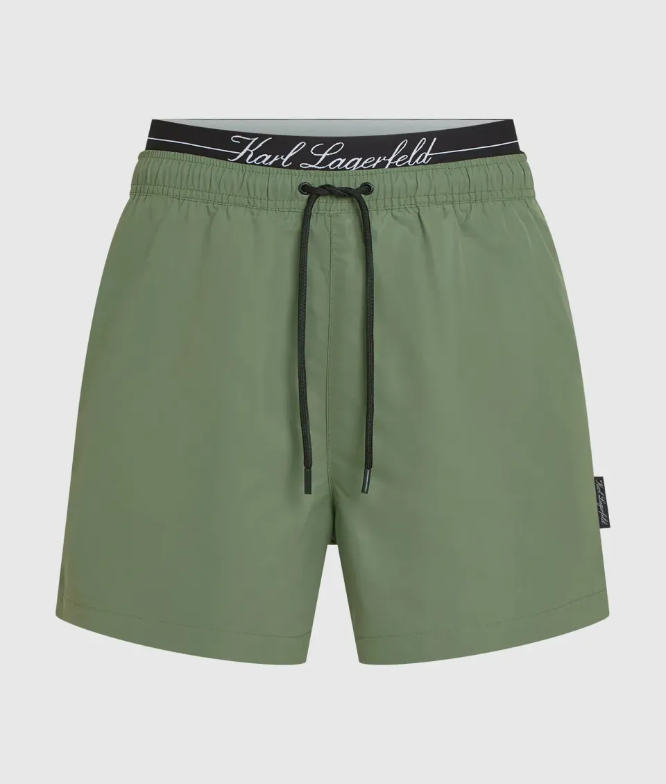 Karl Lagerfeld Double Waistband Boardshorts Mesh