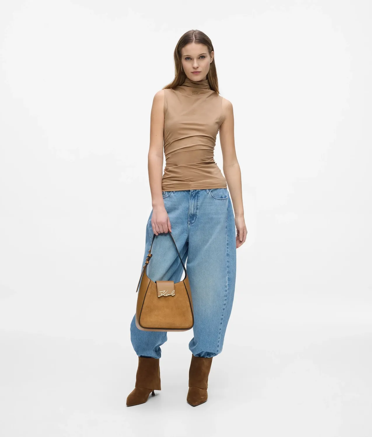 Karl Lagerfeld K/Signature Hobo Bag Leder Wildleder