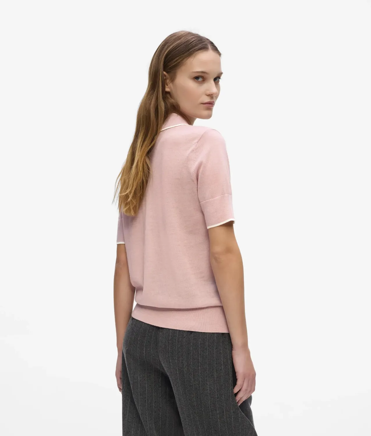 Karl Lagerfeld Merino Poloshirt kurzarm Paspel