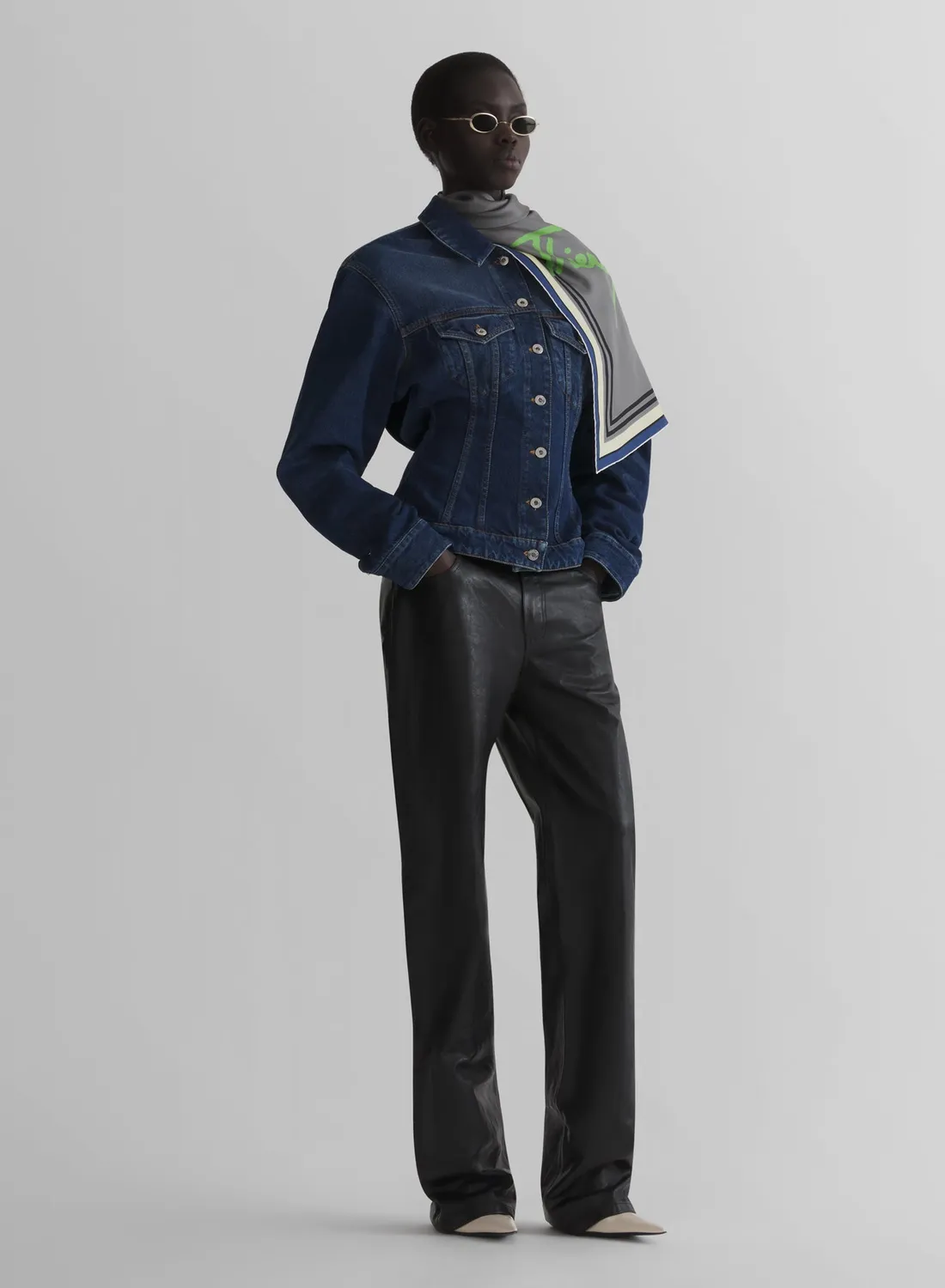 Mugler Hourglass Round Denimjacke washed