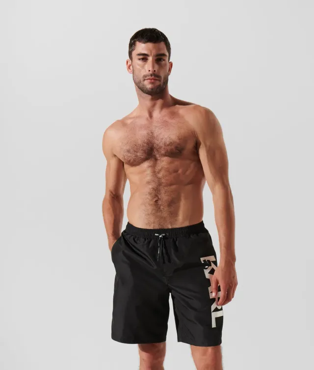 Karl Lagerfeld Logo Boardshorts Badehose mit Kordelzug