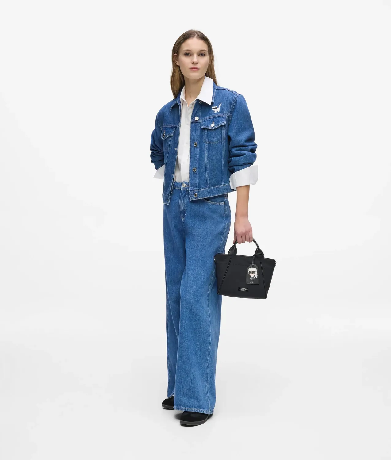 Karl Lagerfeld Ikon Choupette Jeansjacke Denim silber
