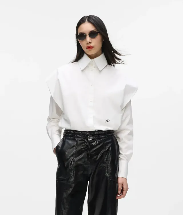 Karl Lagerfeld Shoulder Detail Bluse Bio-Baumwolle Gr 0-10
