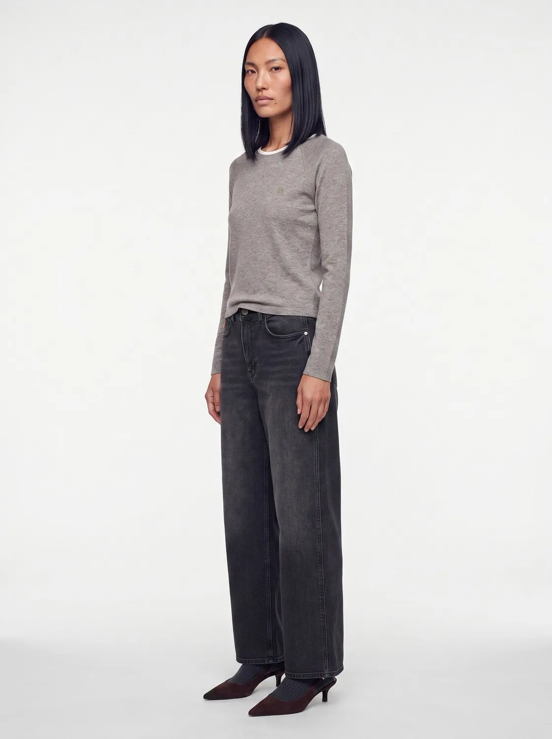 Mos Mosh MMHMagnetic Wool Longsleeve Bone Brown Woll-Fitted