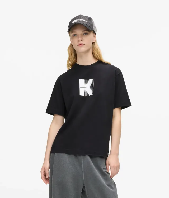 Karl Lagerfeld Jeans K Artwork T-Shirt Baumwolle weiß