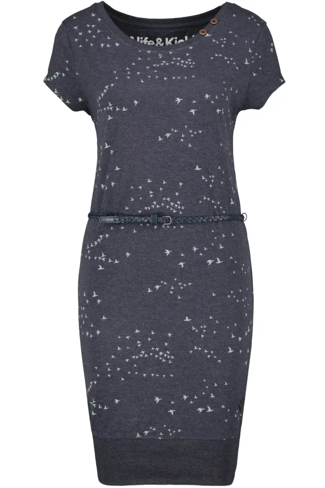 Alife & Kickin ColetteAK B Kleid Dunkelblau Kurzarm Print