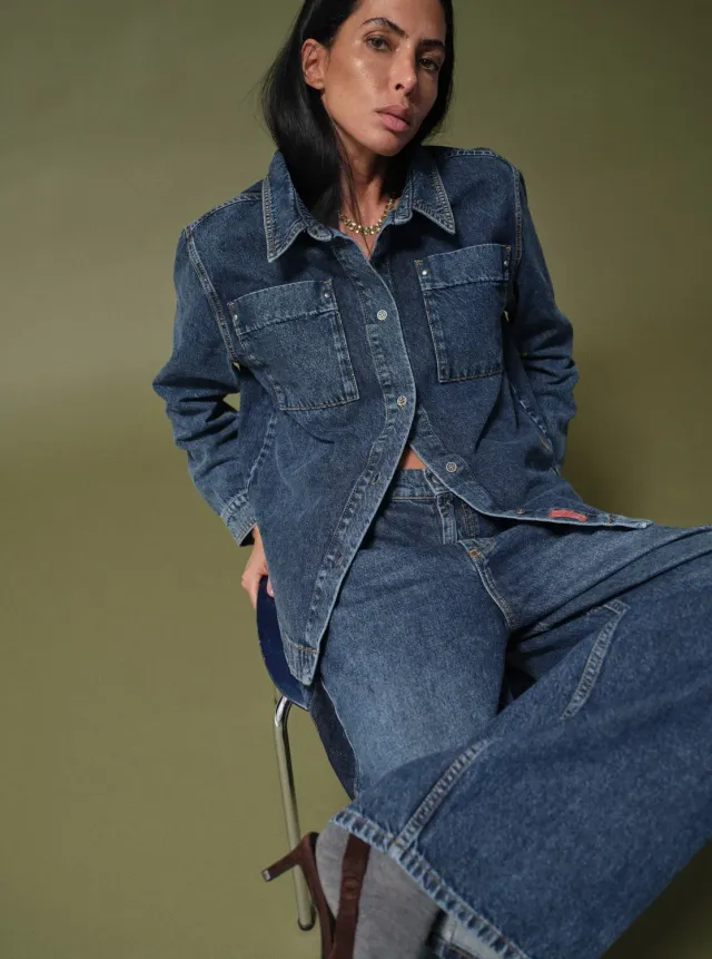 Mos Mosh MMHEcho Tales Shirt Jeanshemd Blue Denim Relaxed