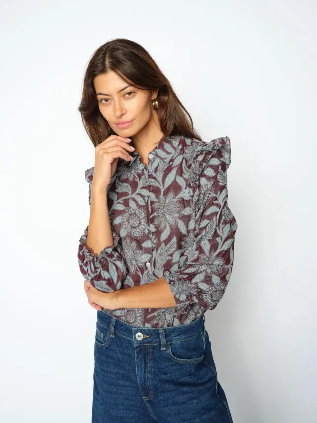 Mos Mosh MMDebby Visi Flip Bluse Port Royale Floral