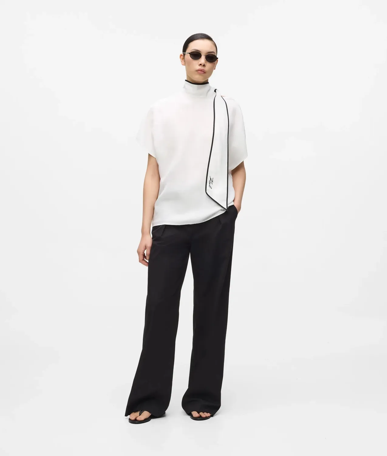Karl Lagerfeld Bluse mit Bindeband Leinenmix Gr. 0-10