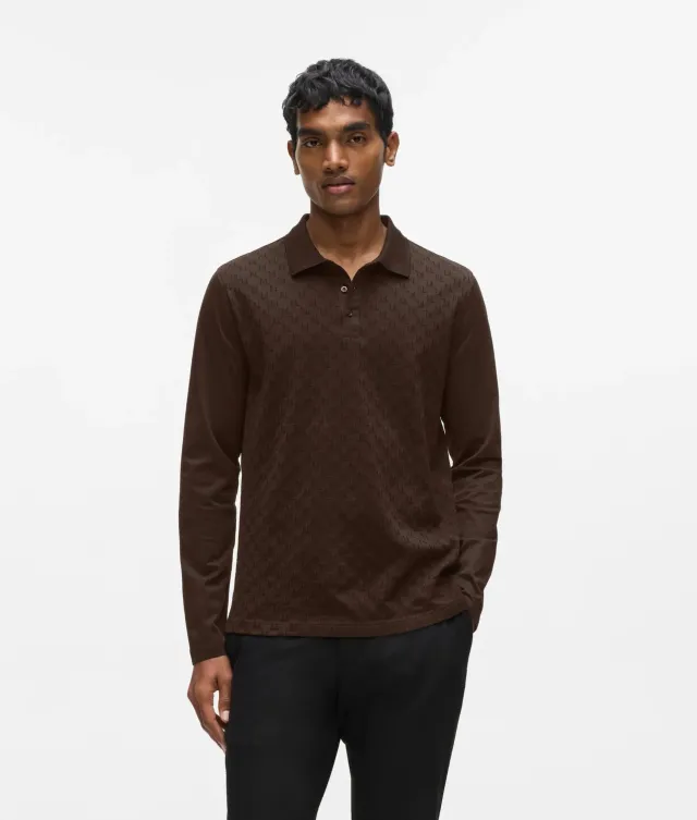 Karl Lagerfeld Monogram Polo Langarm Herren Jacquard