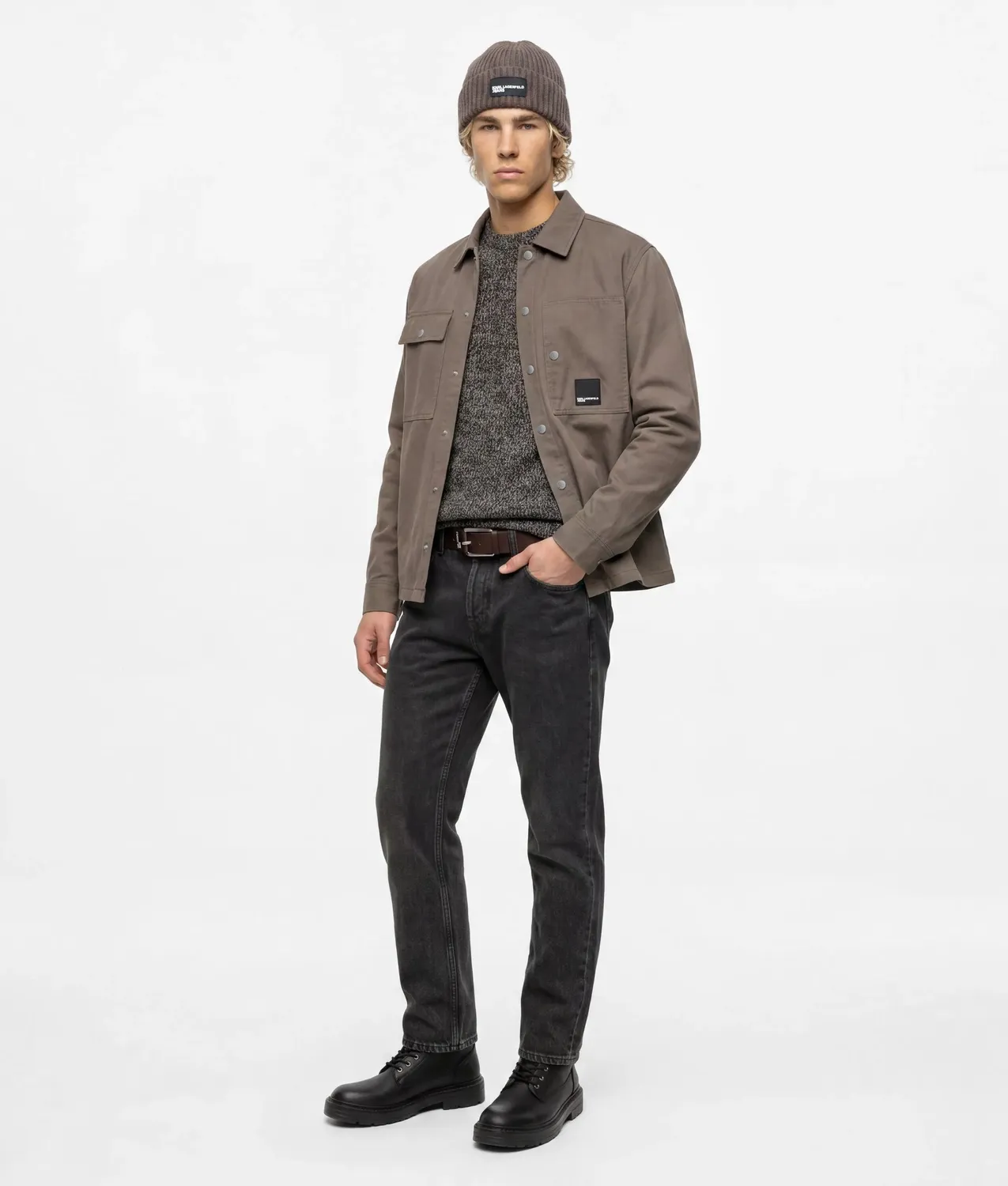 Karl Lagerfeld KL Jeans Canvas Overshirt Jacke leicht wattiert