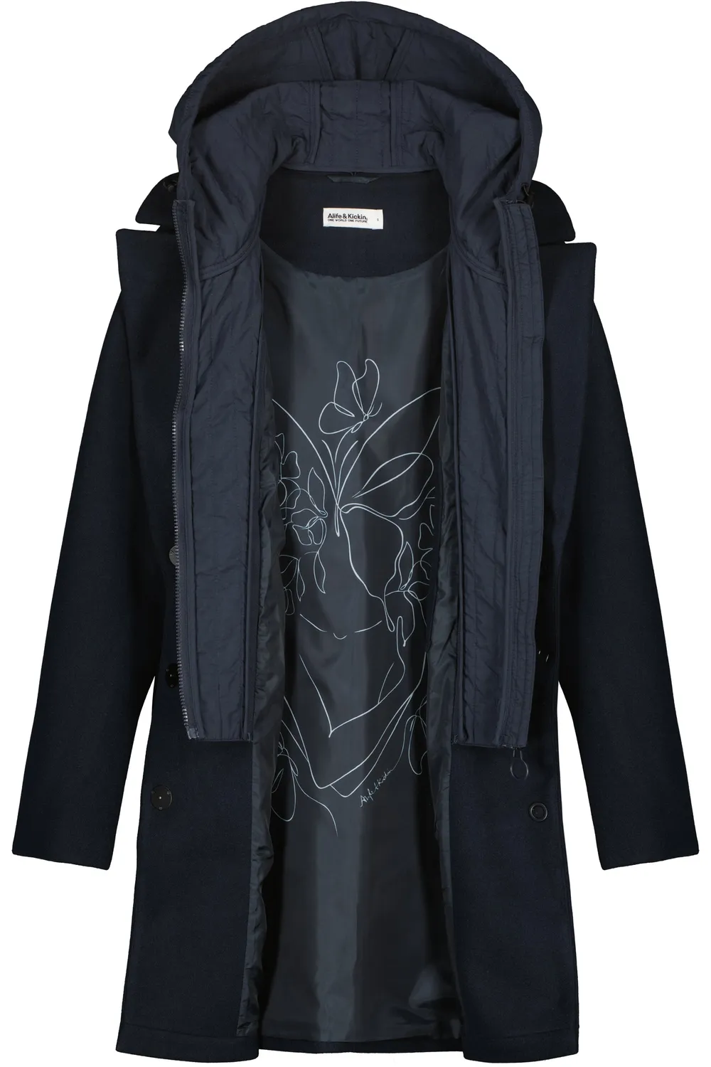 Alife & Kickin AjaAK A Jacket Wintermantel Dunkelblau Wolloptik