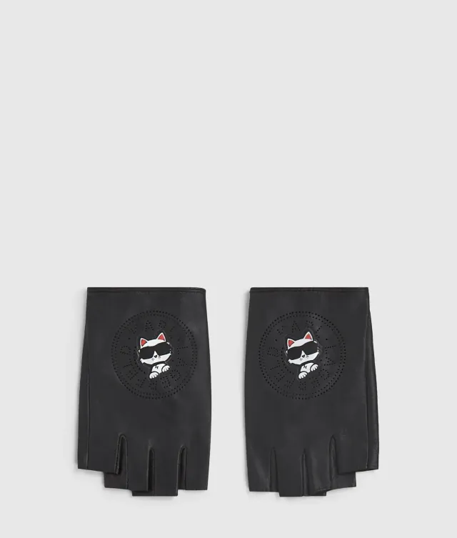 Karl Lagerfeld Ikon Circle Choupette Handschuhe Ziegenleder
