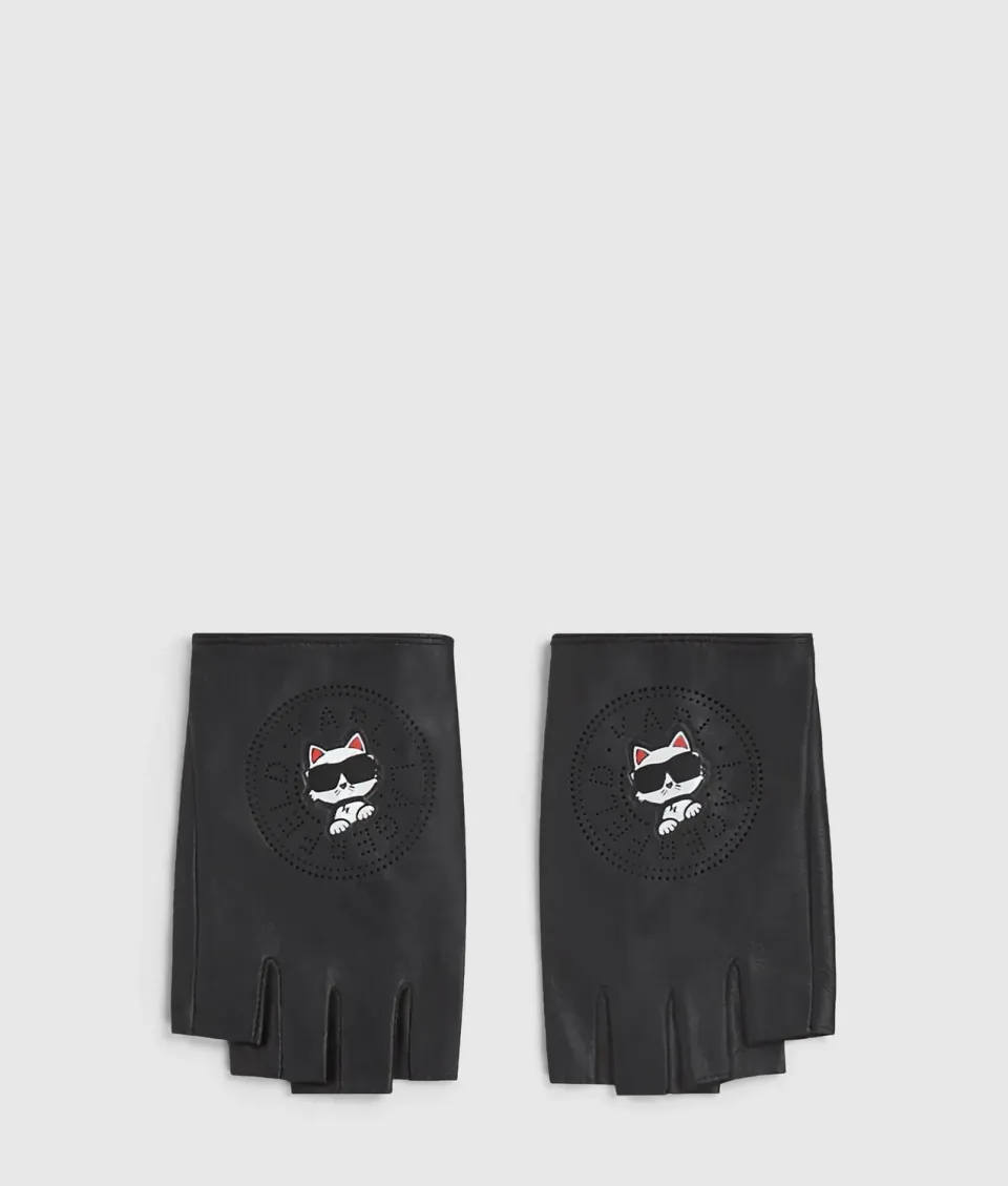 Karl Lagerfeld Ikon Circle Choupette Handschuhe Ziegenleder