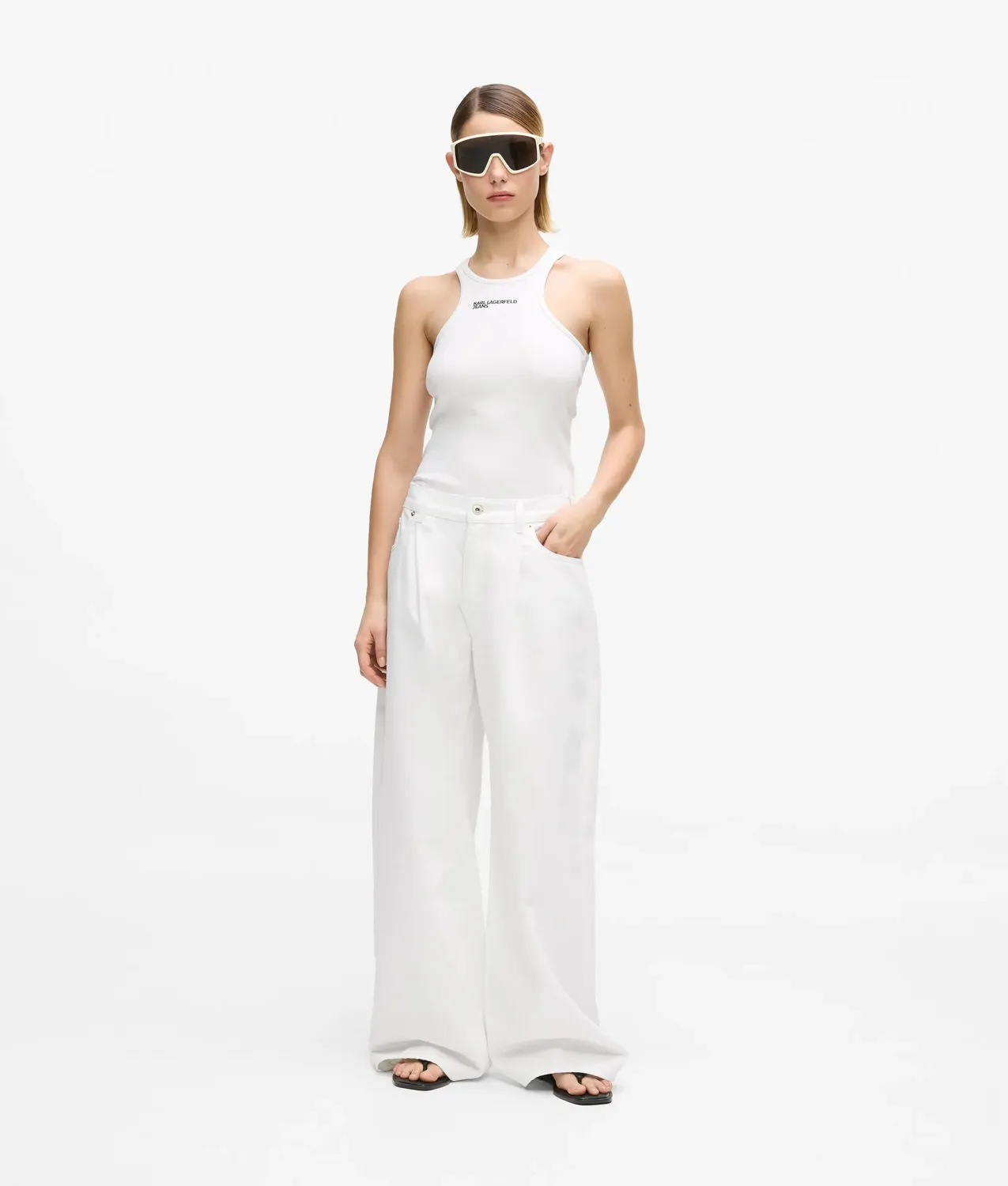 Karl Lagerfeld Jeans Ribbed Logo Tank Top Racer