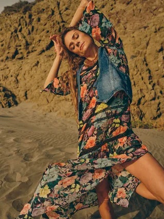Mos Mosh Grateful Cypress Kleid Blumendruck Lang Oversize