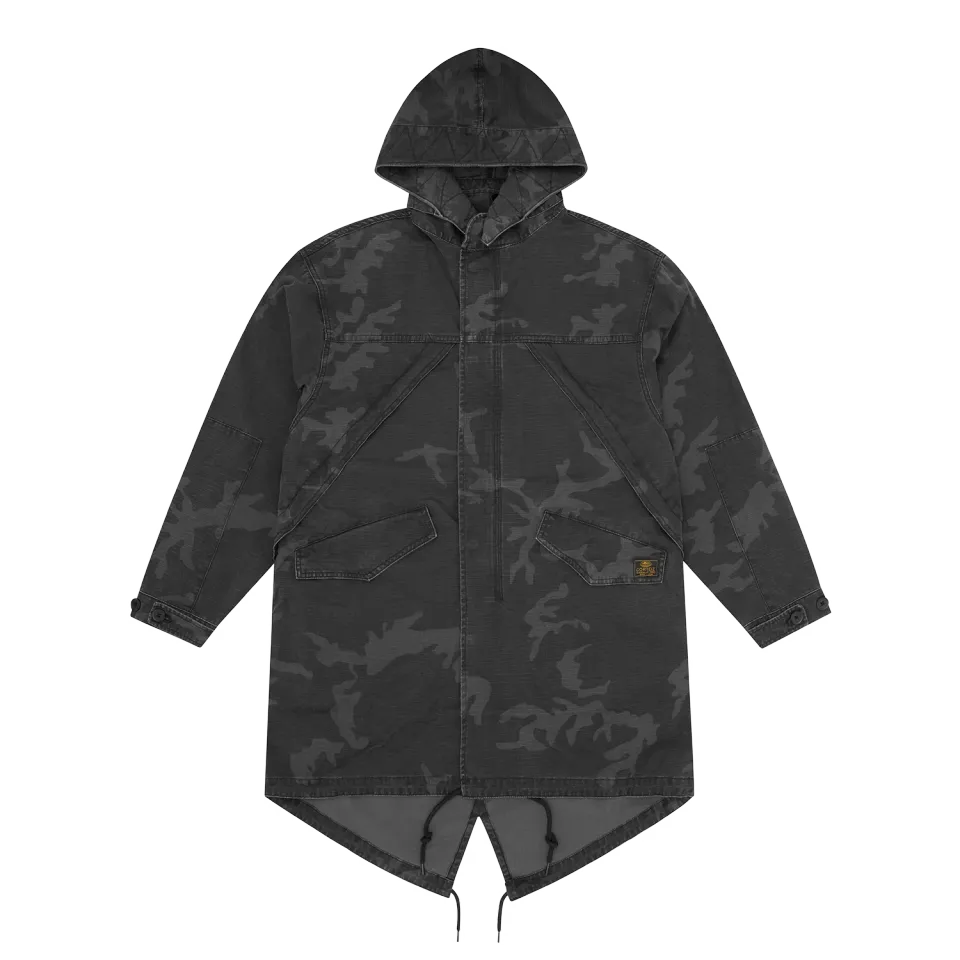 Corteiz Guerillaz Fishtail Parka Black Camo
