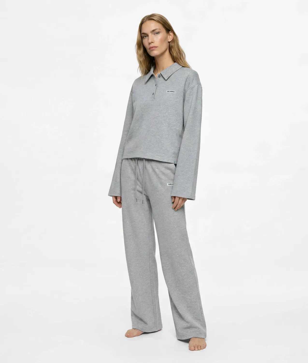 Karl Lagerfeld Rhinestone Sweatshirt Polo-Kragen Strass