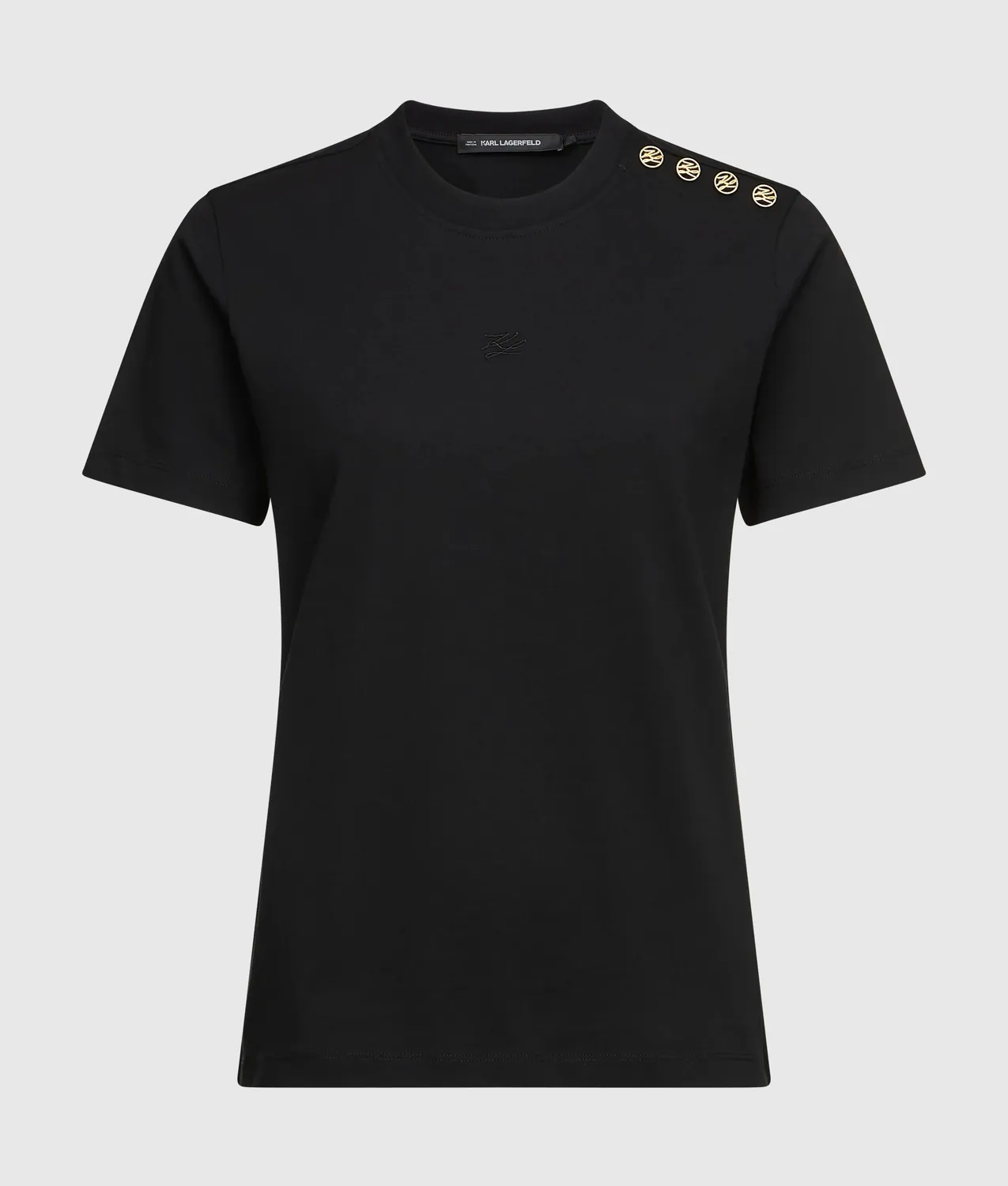 Karl Lagerfeld Autograph T-Shirt Bio-Baumwolle Knopf