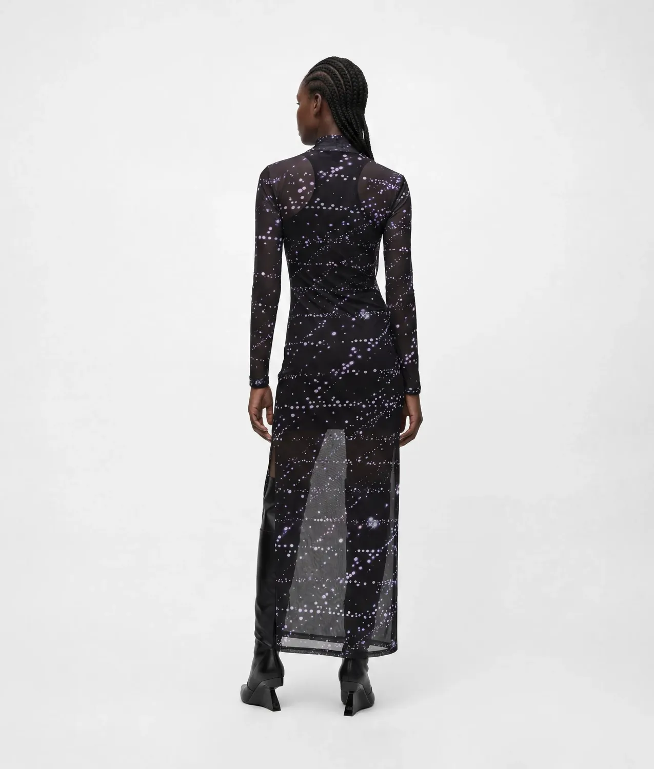 Karl Lagerfeld KL Jeans Constellation Maxikleid Mesh Sternenprint