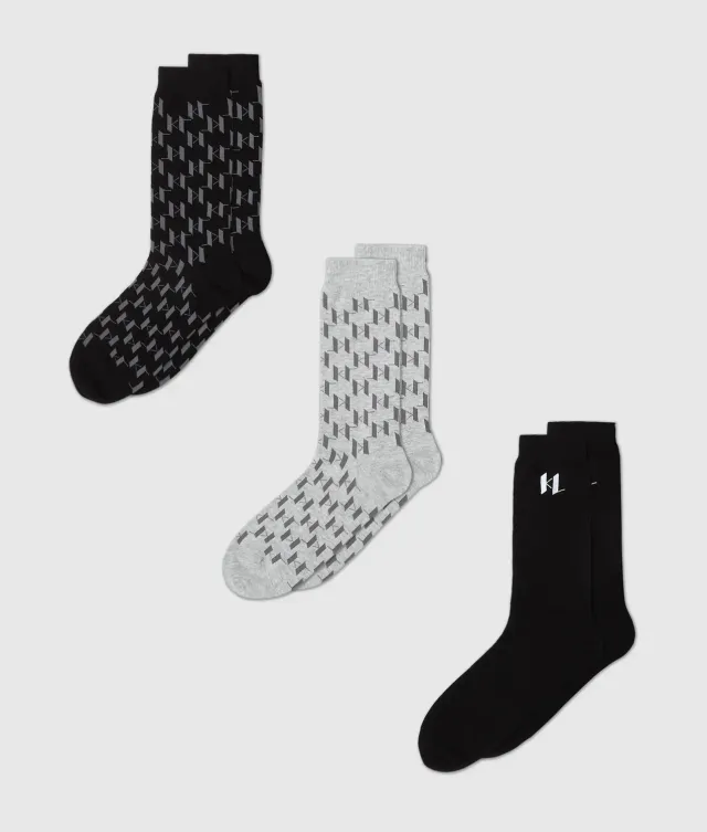 Karl Lagerfeld Monogram Socken 3er-Pack Baumwolle