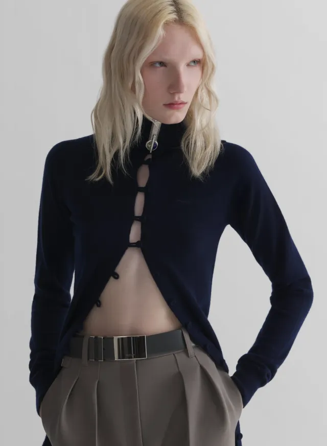 Mugler Open Cardigan Strickjacke navy Cashmere
