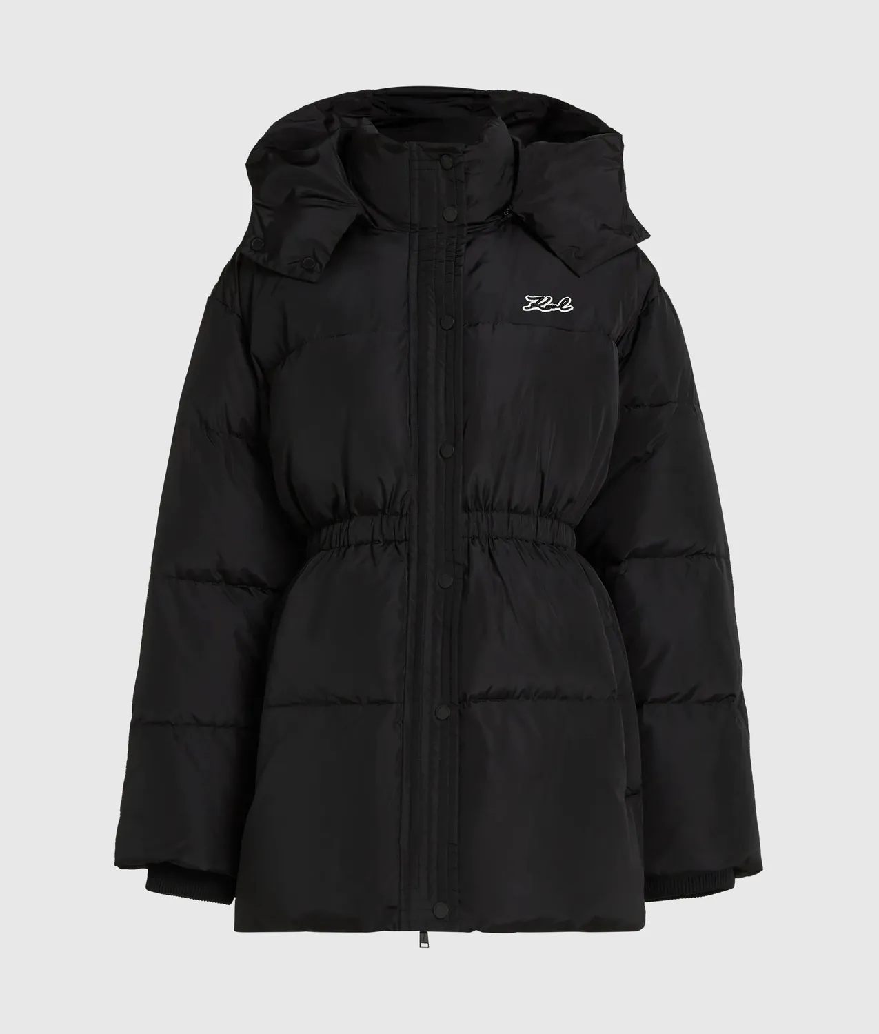 Karl Lagerfeld Midi Pufferjacke Tailliert mit Kapuze
