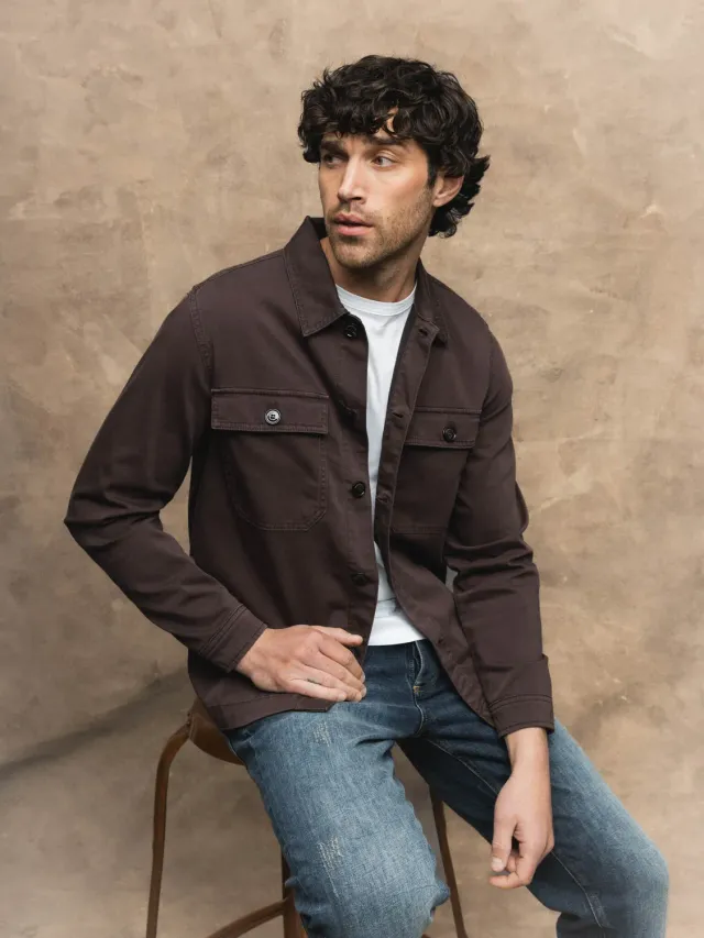 Mos Mosh MMG Matteo Soft Overshirt Black Coffee Baumwolle