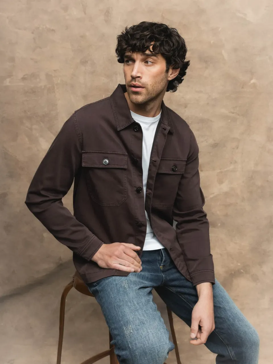 Mos Mosh MMG Matteo Soft Overshirt Black Coffee Baumwolle
