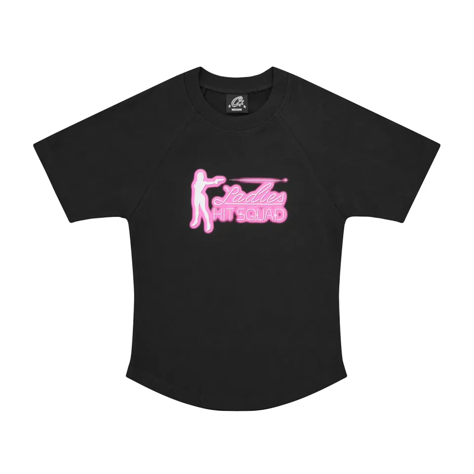 Corteiz Ladies Hit Squad Baby Tee Schwarz Baumwolle